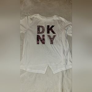 DKNY White Short Sleeve Tee Casual Cotton Blend
